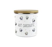 Purely Home Spring Sheep Hot Chocolate Storage Canister - Cartoon Farm Animal Kitchen Décor - Large 1.2L Enamel Hot Drinks Storage Container