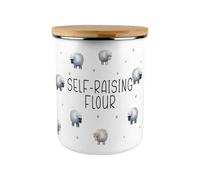 Purely Home Spring Sheep Self-Raising Flour Canister - Countryside Farm Animals Large Enamel Kitchen Storage Container/gift For Home Baking