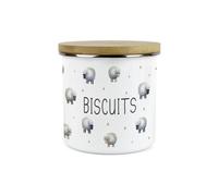 Purely Home Spring Sheep Small Biscuits Storage Canister - Cartoon Countryside Farm Animal Kitchen Décor - Large 1.2L Enamel Food Container
