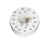 Purely Home Spring Sheep Small Cake Tin - Homeware Gifts Round Metal Storage Container For Baking 18 X 7Cm