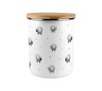 Purely Home Spring Sheep Storage Canister - Countryside Farm Animals Large Enamel Kitchen Storage Container Gift