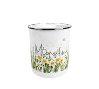 Purely Home Springtime Daffodils Large Metal Utensil Pot - Stylish Floral Tin Kitchen Utensil Holder/Organiser for Countertop - 15cm(h) x 14cm(dia.)
