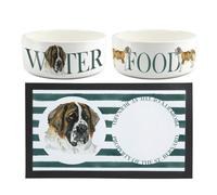 Purely Home St. Bernard Pet Mat, Food & Water Bowl Set