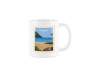 Purely Home St Lucia Mug Travel Stamps Destination Caribbean Holiday Mug Coffee/Tea Gift