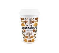 Purely Home Stable Owner Ceramic Travel Mug - Novelty Yard Owner Stable Hand/groom Gift - Reusable Silicone Lid Double-Walled Insulated Flask