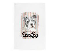 Purely Home Staffy Tea Towel - Novelty Dog Themed Gift Kitchen Linen/dish Cloth