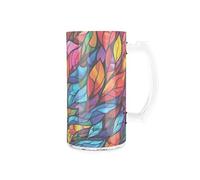Purely Home Stain Glass Stein - Mosaic Colourful Beer Glass Gift/Present - 450ml Drinking Cup/Tankard with Handle