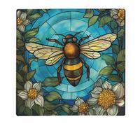 Purely Home Stained Glass Bee Large Square Worktop Protector - Smooth Glass Chopping Board