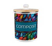 Purely Home Stained Glass Pattern Compost Caddy - Enamel 2L Kitchen Food Bin
