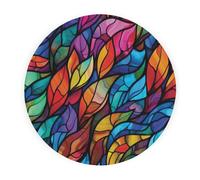Purely Home Stained Glass Pattern Round Worktop Protector - Textured Glass Chopping Board
