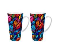 Purely Home Stained Glass Patterned Large Latte Mugs - Set Of 2