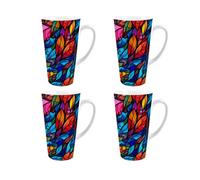 Purely Home Stained Glass Patterned Large Latte Mugs - Set Of 4
