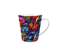 Purely Home Stained Glass Patterned Latte Mug - Ceramic Multicoloured Coffee Cup Gift