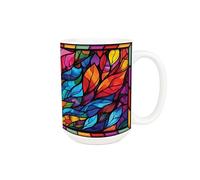 Purely Home Stained Glass Patterned Mug - Large 500ml Ceramic Multicoloured Tea/Coffee Cup Gift