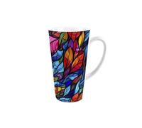 Purely Home Stained Glass Patterned Tall Latte Mug - Ceramic Multicoloured Large Coffee Cup Gift