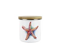 Purely Home Starfish Coffee Storage Canister - Coastal Seaside Creatures Kitchen Gift - Metal/enamel Hot Drinks Storage Container