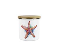 Purely Home Starfish Decaf Coffee Storage Canister - Coastal Seaside Creatures Kitchen Gift - Metal/enamel Hot Drinks Storage Container