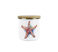 Purely Home Starfish Green Tea Storage Canister - Coastal Seaside Creatures Kitchen Gift - Metal/Enamel Hot Drinks Storage Container