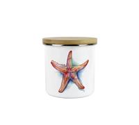 Purely Home Starfish Hot Chocolate Storage Canister - Coastal Seaside Creatures Kitchen Gift - Metal/enamel Hot Drinks Storage Container
