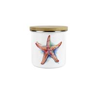 Purely Home Starfish Sugar Storage Canister - Coastal Seaside Creatures Kitchen Gift - Metal/Enamel Hot Drinks Storage Container