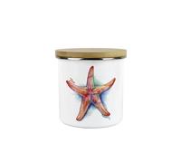 Purely Home Starfish Tea Storage Canister - Coastal Seaside Creatures Kitchen Gift - Metal/enamel Hot Drinks Storage Container