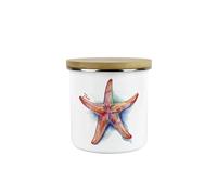 Purely Home Starfish Tea Storage Canister - Coastal Seaside Creatures Kitchen Gift - Metal/Enamel Hot Drinks Storage Container