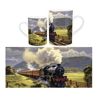 Purely Home Steam Locomotive Mug - Industrial Train Countryside Scene Gift/Present for Enthusiasts