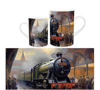 Purely Home Steam Train Mug - Industrial Locomotive Train Platform Departure Scene Gift/Present for Train Enthusiasts