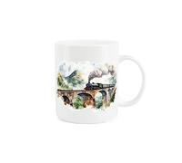Purely Home Steam Train Mug - Trainspotting Locomotive Train Bridge Gift/Present - Tea Coffee White Bone China Mug