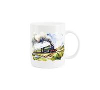 Purely Home Steam Train Mug - Trainspotting Locomotive Train Hills Gift/Present - Tea Coffee White Bone China Mug