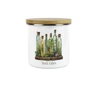 Purely Home Stock Cubes Storage Canister - Green Herb Oils 1.2L Enamel Food/Ingredients Storage Container - Mystical Apothecary Kitchen Gifts