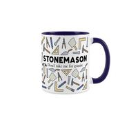 Purely Home Stonemason Mug - Humorous Masonry Tradesman Novelty Gifts - Tea/coffee Hot Drinks Navy Blue Ceramic Cup Present