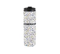 Purely Home Stonemason Travel Mug - Novelty Masonry Gift - Reusable Stainless Steel Vacuum-Sealed Double-Walled Hot/cold Drinks Flask 500Ml