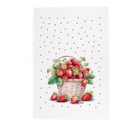 Purely Home Strawberry Basket Tea Towel - Large Cotton Kitchen Dish Towel/Drying Cloth Gift 67cm x 45cm
