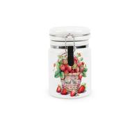 Purely Home Strawberry Decaf Tea Canister - Wicker Basket Fruit Harvest Gifts - Ceramic Storage Container With Clip Lid 400Ml