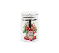 Purely Home Strawberry Hot Chocolate Canister - Wicker Basket Fruit Harvest Gifts - Ceramic Storage Container With Clip Lid 400Ml