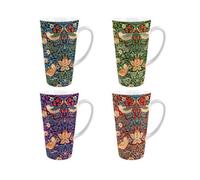 Purely Home Strawberry Thief Large Latte Mugs - Set Of 4