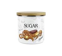 Purely Home Sugar Storage Canister - The Bakery Range - White Metal Enamel Kitchen Food Pantry Jar