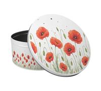 Purely Home Summer Poppies Large Cake Tin - Red & Green Floral Kitchen Bakeware Gifts - Round Metal Storage Container for Baking 23 x 10cm