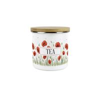 Purely Home Summer Poppies Tea Storage Canister - Red & Green Floral Kitchen Gifts for Gardeners - Medium Metal Enamel Container 600ml