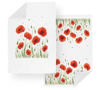 Purely Home Summer Poppies Tea Towels Set - Red Floral Kitchen Dish Towel/Drying Cloths Gift Pack of 2-67cm x 45cm