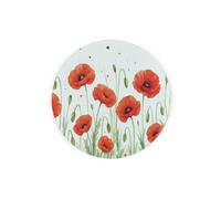 Purely Home Summer Poppies Textured Glass Round Trivet - Small Kitchen Chopping Board