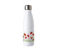 Purely Home Summer Poppies Water Bottle - Reusable Double Walled 500ml Hot/Cold Drinks Outdoor Bottle Floral Gifts
