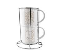 Purely Home Sun & Moon Stacking Mugs Set Gift - Tarot Cards Ceramic Cups Set of 2 with Metal Stand