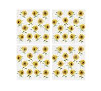 Purely Home Sunflower Ceramic Coaster Set - Bright Summer Flowers Square Set Of Four (4) Coasters Gift