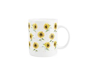 Purely Home Sunflower Mug - Multi Flowers Bright Floral Gift/Present - Tea/Coffee White Bone China Mug