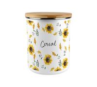 Purely Home Sunflowers Cereal Canister - Yellow Floral 2.7L Extra-Large Enamel Storage Tin Kitchen Gifts