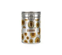 Purely Home Sunflowers Coffee Canister - Silver Metal Clip Lid Kitchen Food Storage Jar/container 600Ml (14Cm X 8.5Cm)