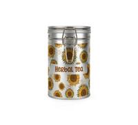 Purely Home Sunflowers Herbal Tea Canister - Silver Metal Clip Lid Kitchen Food Storage Jar/container 600Ml (14Cm X 8.5Cm)