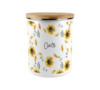 Purely Home Sunflowers Oats Canister - Yellow Floral 2.7L Extra-Large Enamel Kitchen Storage Tin Baking Gifts